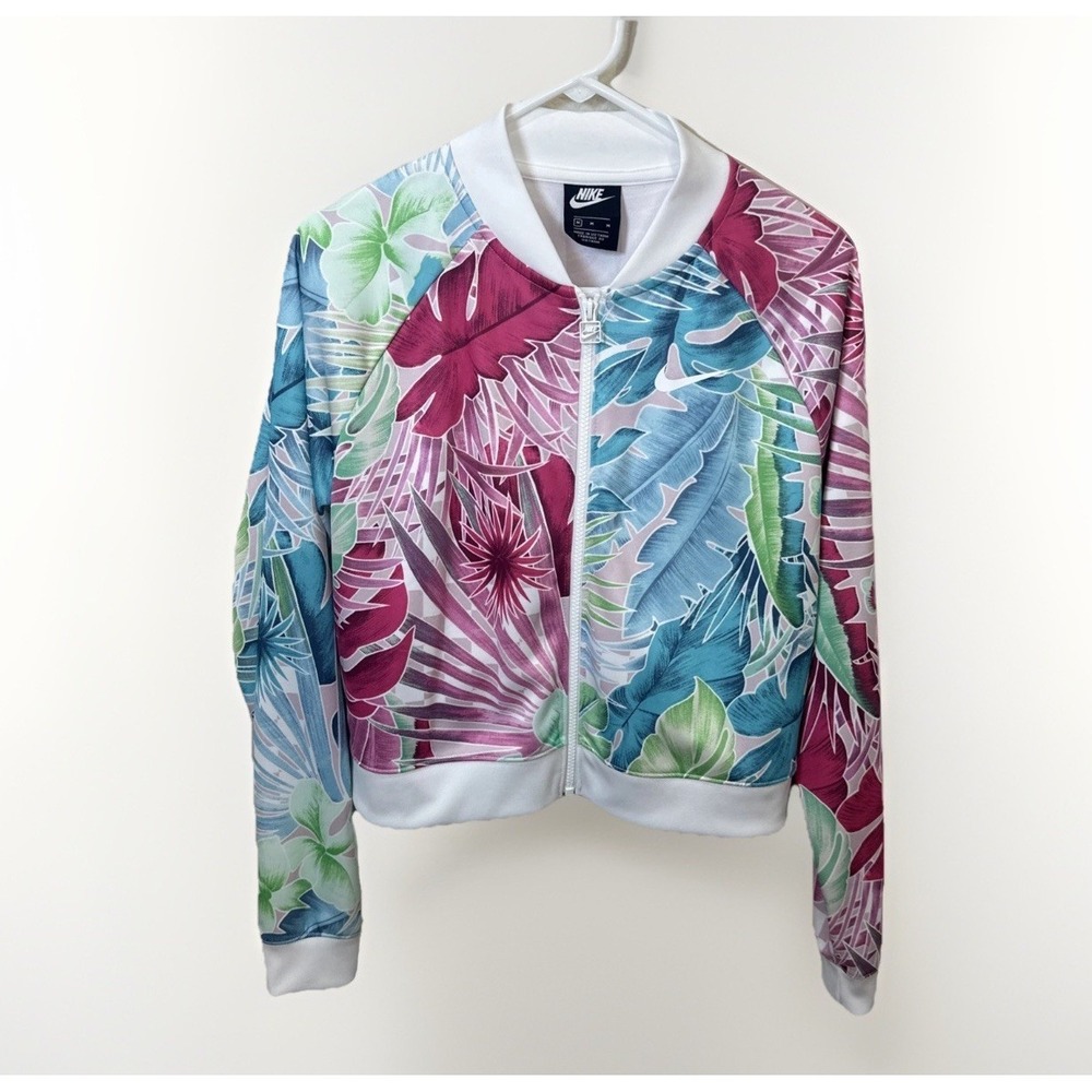 Nike Windrunner Jacket Hyper Femme Full Zip M White‎ Pink Tropical Floral Sporty